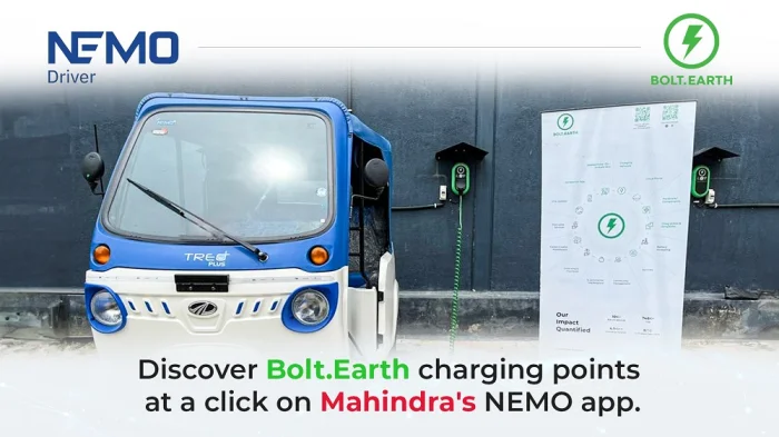 Bolt.Earth and Mahindra Last Mile Mobility Collaborate to Make EV Charging Accessible for 3-Wheelers<br>