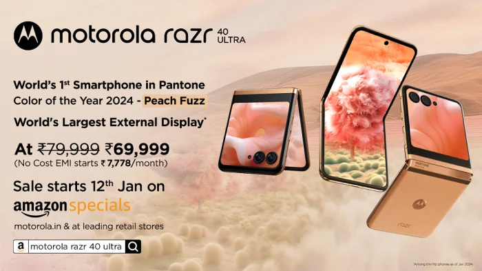 Motorola Disrupts Lifestyle Technology in India – Launches motorola razr40 ultra and edge 40 neo in the PANTONE Colour of the Year 2024 – Peach Fuzz!<br>