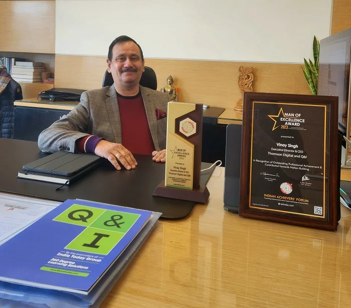 Mr. Vinay Singh Recognized as "Man of Excellence" by Indian Achievers Forum for Leadership at Thomson Digital and Q&I<br>