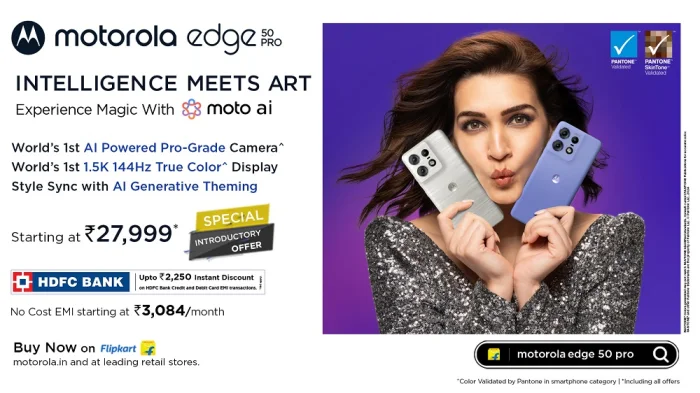 motorola edge 50 Pro Goes on Sale in India with the World’s First True Colour Camera and Display - Validated by Pantone at Just Rs. 27,999* <br>