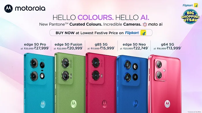 Motorola’s Bestselling Smartphones Including the motorola edge50 Pro, motorola edge50 Fusion, motorola edge50 Neo, moto g85 5G, moto g64 5G and moto g45 5G Go on Sale Starting 9th October on Flipkart for The Big Shopping Utsav Sale 2024<br>