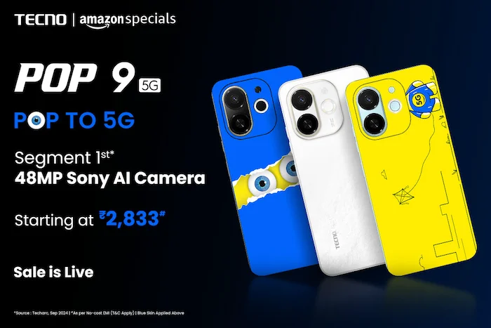 The Super Stylish TECNO POP 9 5G Back on Sale with Festive Offers at Just INR 2,833 EMI Per Month<br>