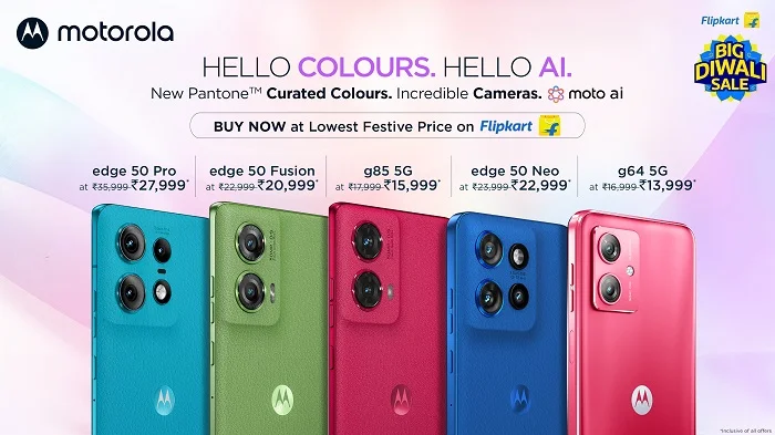 Motorola’s Bestselling Smartphones, Including the motorola edge50 Pro, moto g85 5G, and motorola edge50 Fusion, Hit Flipkart’s Big Diwali Sale Starting 21st October. Last Chance to Grab Them at Unbeatable Prices!<br>