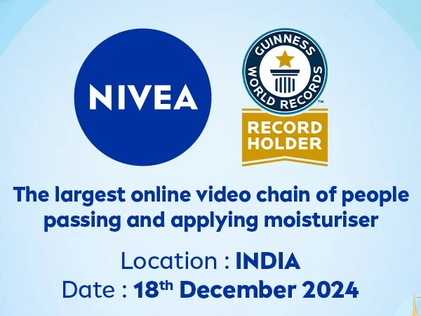 NIVEA India Sets a GUINNESS WORLD RECORDS With Largest Online Video Chain of People Passing and Applying Moisturiser<br>