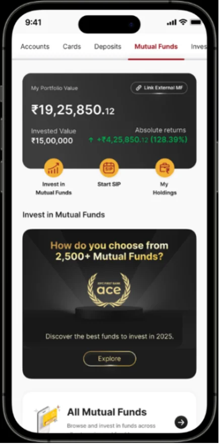 IDFC FIRST Bank Launches ACE Feature on the Mobile Banking App to Empower Investors with Smart Investments in Mutual Funds<br>
