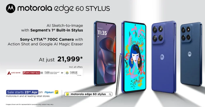Motorola Launches Edge 60 Stylus - Brings Segment’s First Built-in Stylus with AI Sketch to Image, Segment-Leading Sony LYTIA 700C Camera, Segment Leading Moto AI Features and a 6.7” Super HD 1.5K Flat Display - Starting at Just Rs. 21,999*<br>