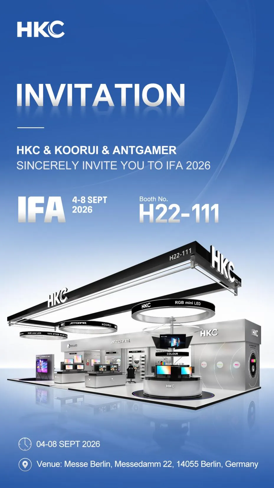 HKC, KOORUI and ANTGAMER Invite Global Partners to IFA 2026 for an Immersive Vision of the Future