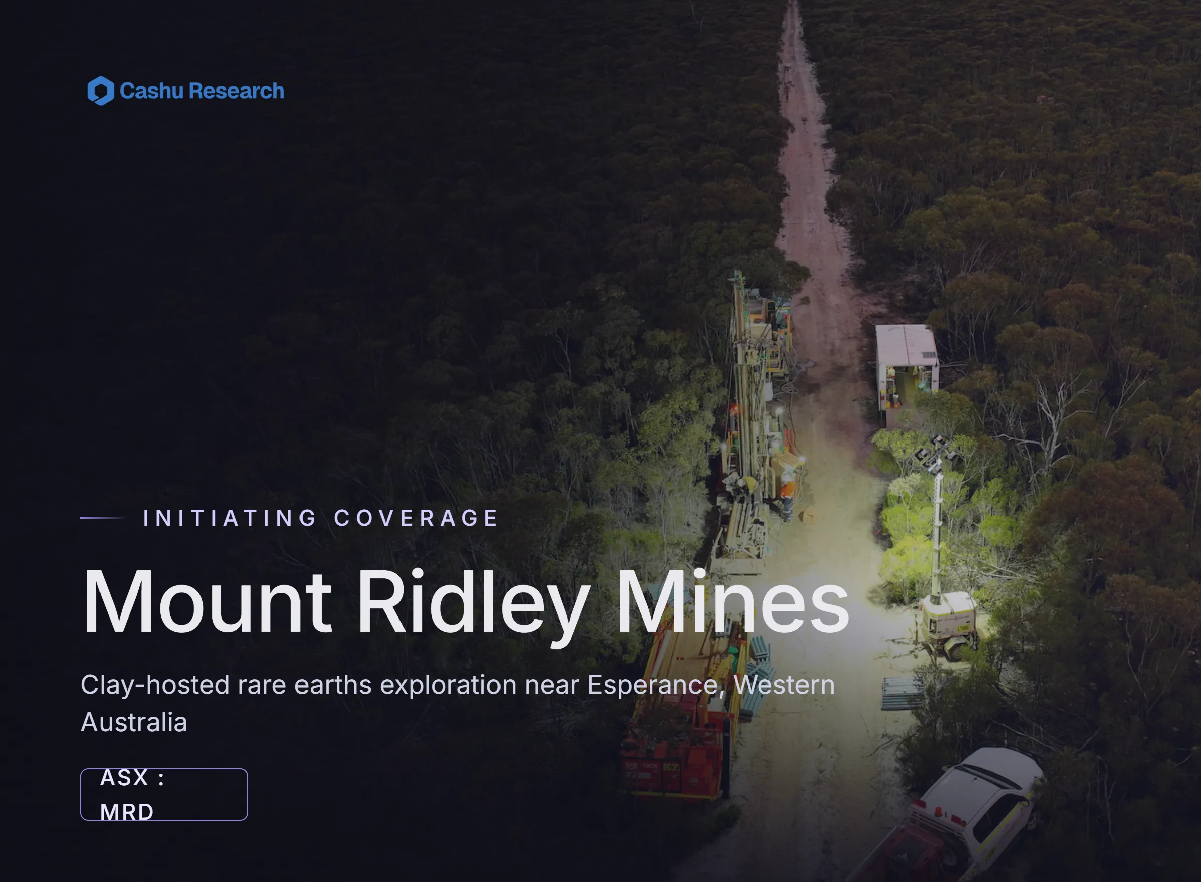 Cashu Research initiates coverage of Mount Ridley Mines (ASX: MRD), owner of the world's largest scandium resource