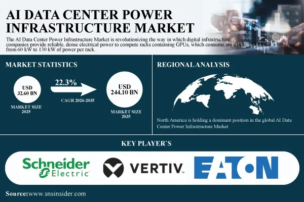 AI Data Center Power Infrastructure Market to Grow from USD 32.60 Billion in 2025 to USD 244.10 Billion by 2035 – SNS Insider