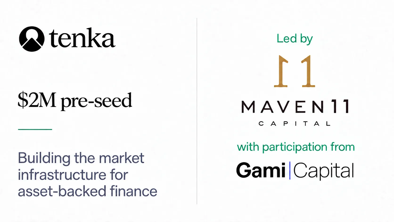 Tenka announces pre-seed round led by Maven 11 to build market infrastructure for asset-backed finance
