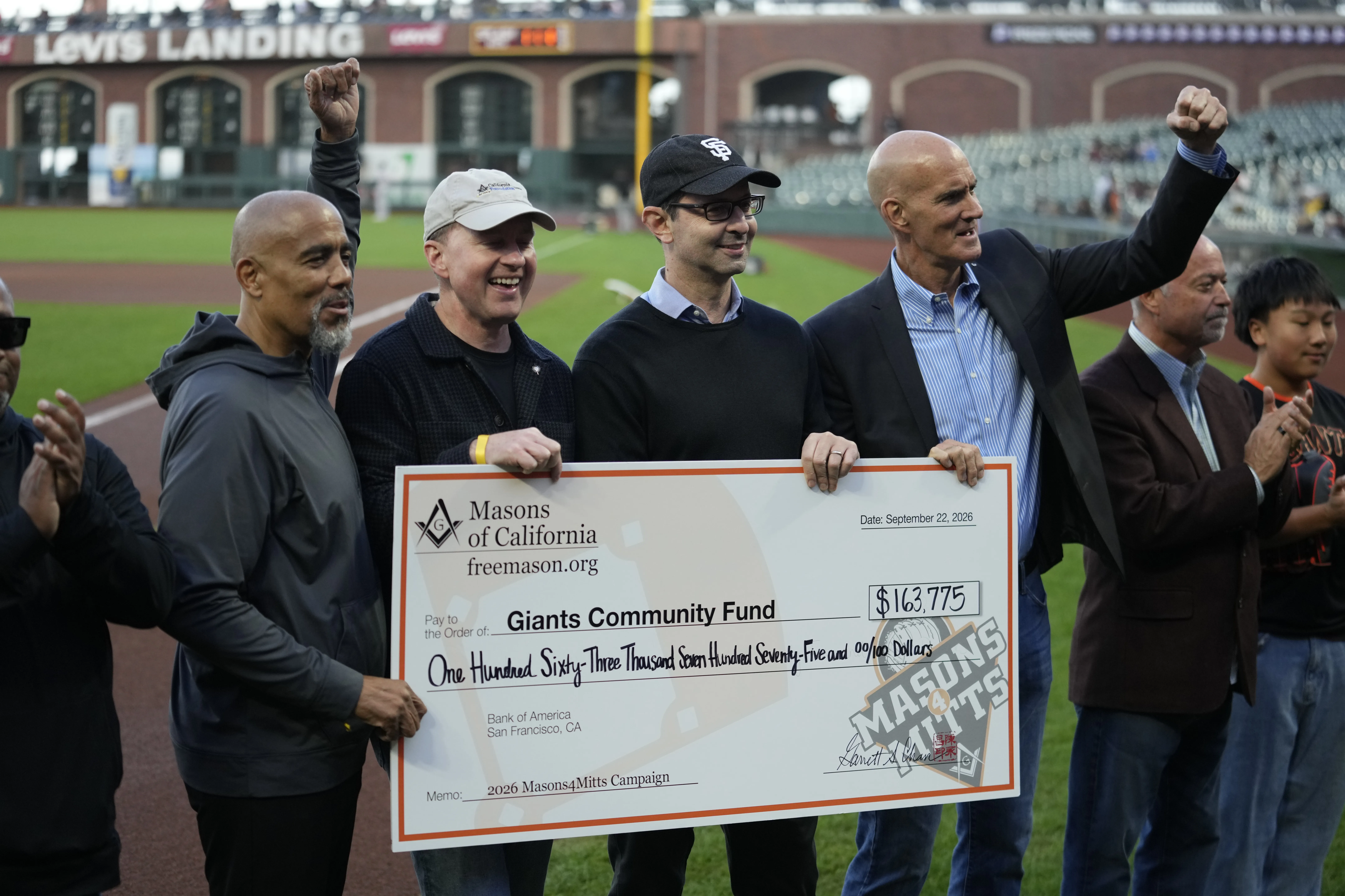 Masons of California Honor San Francisco Giants Legendary Broadcaster Mike Krukow with Record Masons4Mitts Donation