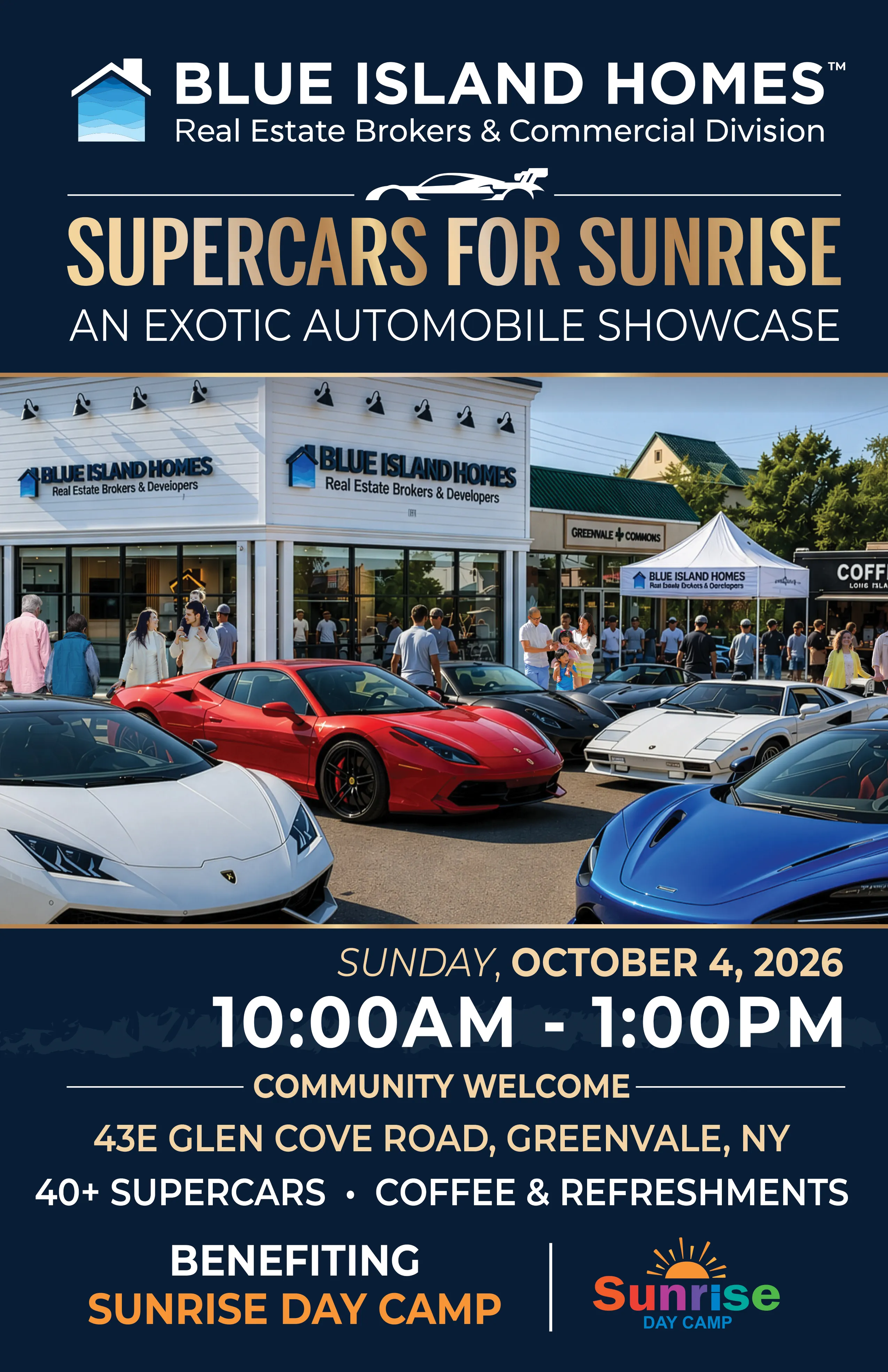 Blue Island Homes and Sunrise Day Camp to Host Supercars for Sunrise Car Show in Greenvale