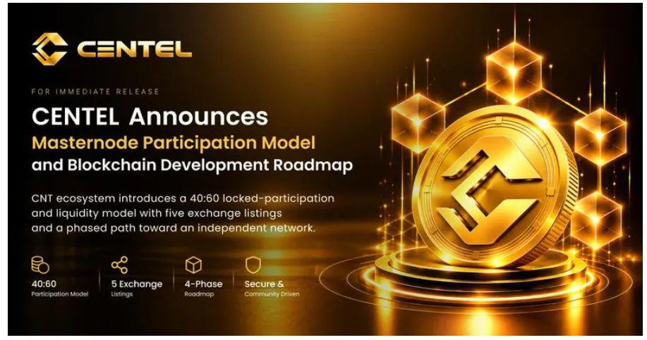 CENTEL Announces Masternode Participation Model and Blockchain Development Roadmap