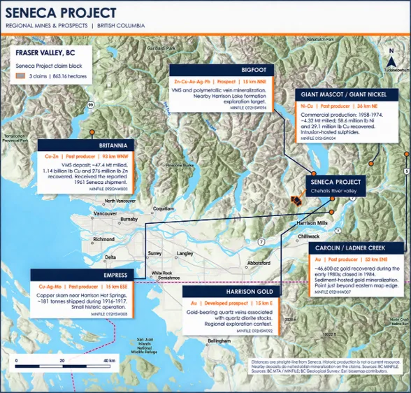 Aventis Energy Enters into Option Agreement to Acquire the Past-Producing Seneca VMS Project in Southwestern British Columbia